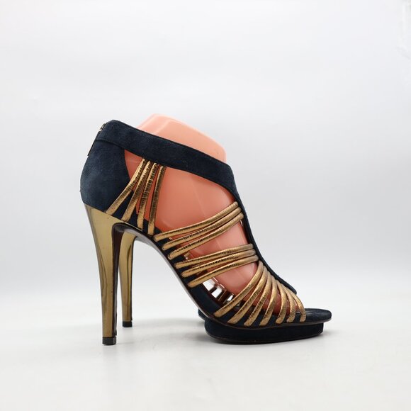 Tory Burch Shoes - Tory Burch Women's Size 8 M  Blue Navy /Gold Suede Strappy Heels